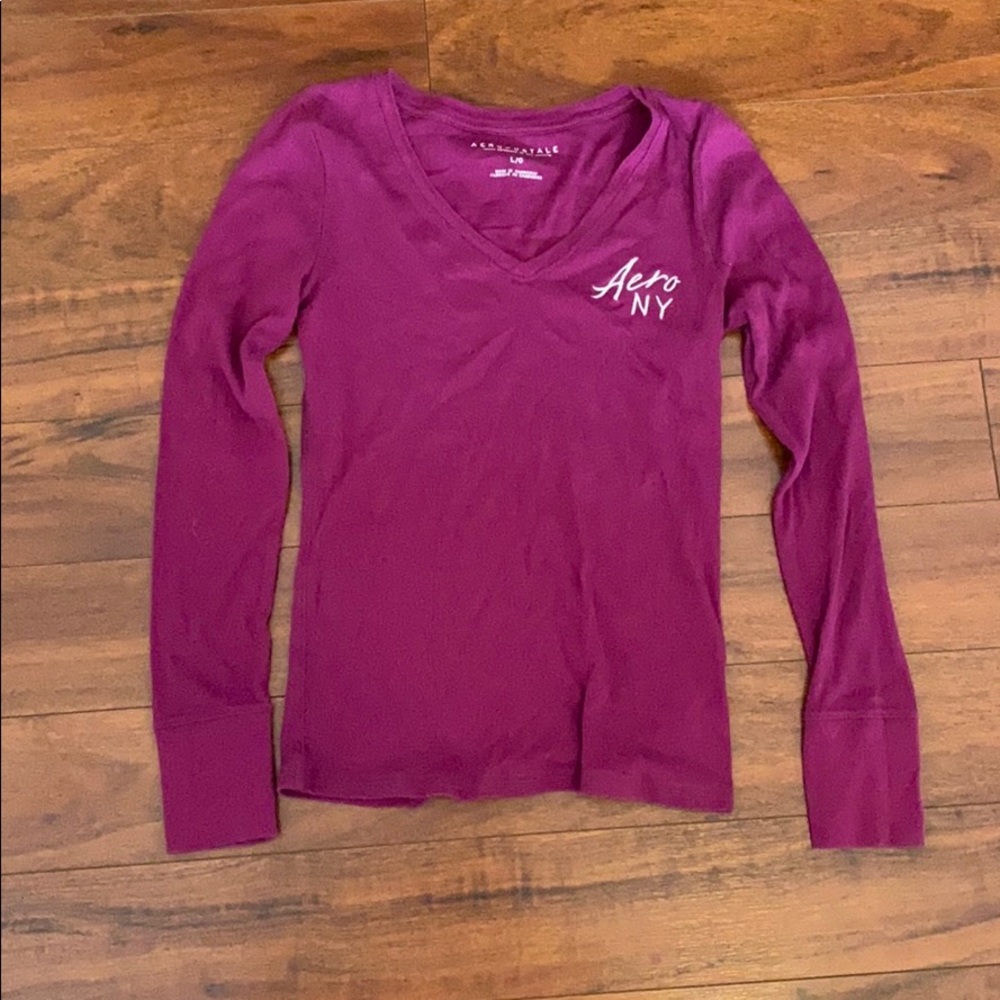Aeropostale Puple Long V-neck Tee